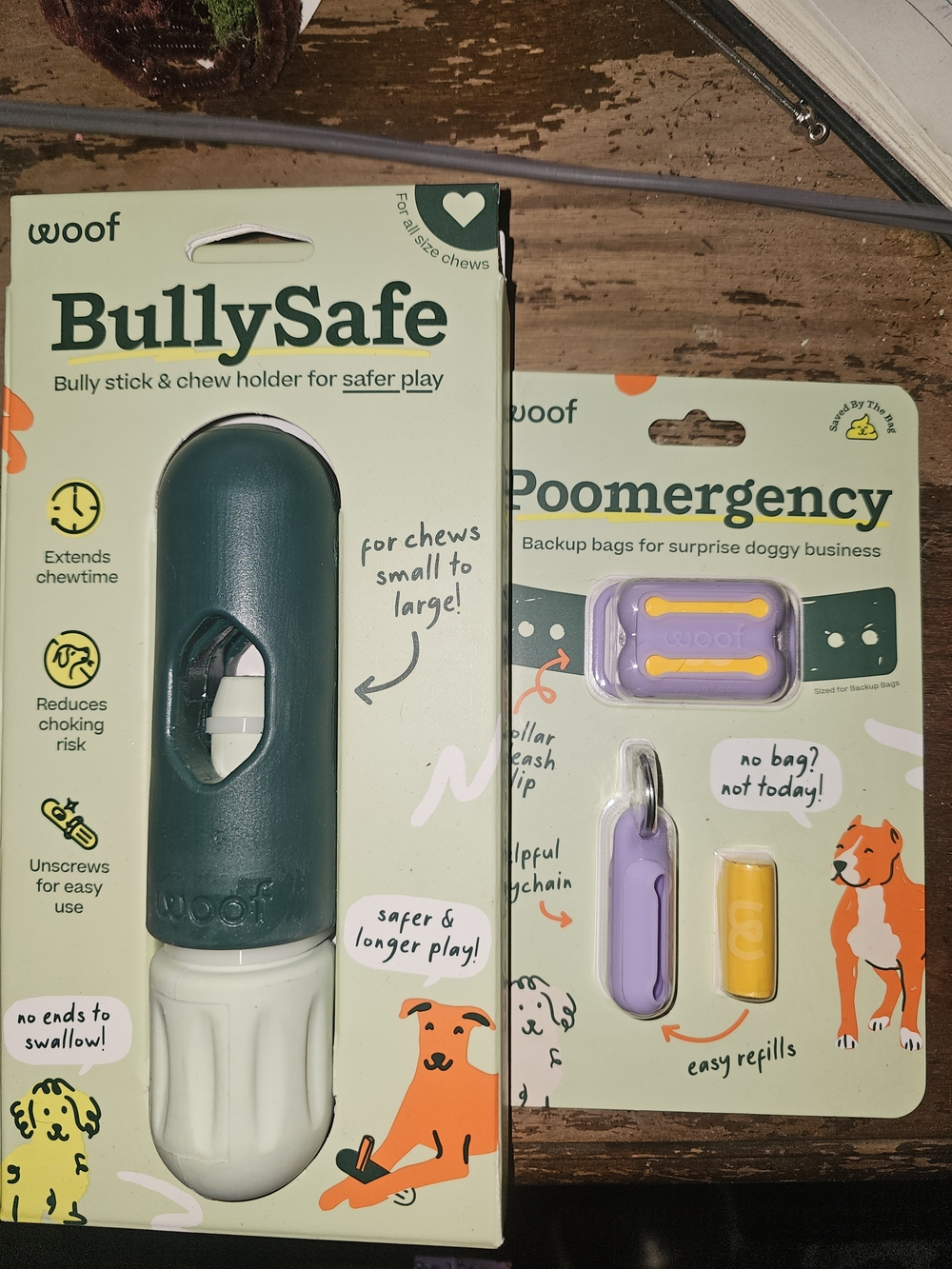 Woof BullySafe Chew Holder & Poomergency Dispenser Set - Teal & Purple